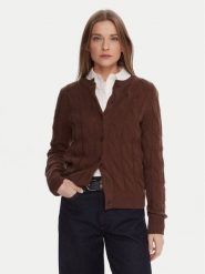 Tommy Hilfiger Kardigan WW0WW47463 Brązowy Regular Fit. Brązowe kardigany damskie Tommy Hilfiger, s, bez wzorów, z wełny. Za 599.99 zł.