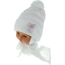 Czapka dziecięca z szalikiem CZ+S 042. Szare czapki dla dzieci Proman. Za 51.40 zł.
