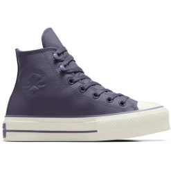 Buty sportowe Converse Chuck Taylor All Star Lift. Niebieskie obuwie sportowe damskie Converse, bez wzorów, ze skóry, retro, bez zapięcia. W wyprzedaży za 418.95 zł.