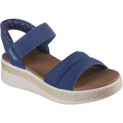 Sandały Skechers Bobs Sun Ray, Kobiety. Niebieskie klapki damskie Skechers, bez wzorów, bez obcasa, bez zapięcia. Za 289.99 zł.