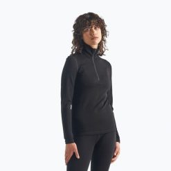 Bluza termoaktywna damska icebreaker 260 Tech LS Half Zip. Czarne bluzy damskie Icebreaker, bez wzorów, bez kaptura, narciarskie. Za 439.99 zł.