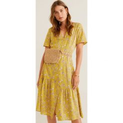 Mango - Sukienka Rodas. Niebieskie sukienki damskie Mango, l, bez wzorów, z tkaniny, casualowe, bez kołnierzyka, bez ramiączek. W wyprzedaży za 69.90 zł.