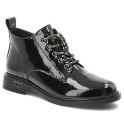 Czarne Botki S.Barski Modne Buty Damskie. Czarne kozaki damskie S.BARSKI, ze skóry, bez obcasa. Za 263.99 zł.
