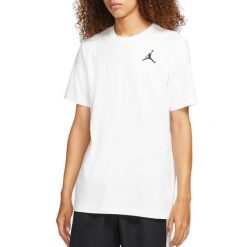 Koszulka z krótkim rękawem Męska Nike Jordan Jumpman. Białe koszulki sportowe męskie Nike, m, bez wzorów, z materiału, bez kołnierzyka, bez ramiączek, do biegania. Za 213.00 zł.