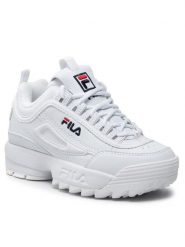 Fila Sneakersy Disruptor Kids 1010567.1FG Biały. Białe buty sportowe dziewczęce Fila, bez wzorów, ze skóry, bez zapięcia. Za 229.99 zł.