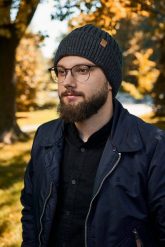 Męska czapka zimowa beanie Brødrene cz12 c. szary 9929. Szare czapki i kapelusze męskie na zimę, bez wzorów, z materiału. Za 24.71 zł.