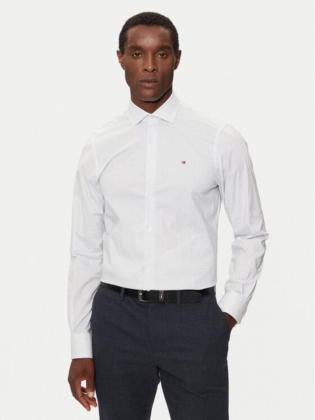 Tommy Hilfiger Koszula MW0MW36923 Biały Slim Fit. Białe koszule męskie Tommy Hilfiger, m, bez wzorów, z bawełny, bez kołnierzyka, bez ramiączek. Za 239.99 zł.
