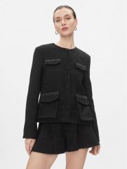 ViCOLO Marynarka TR0872 Czarny Regular Fit. Czarne żakiety damskie ViCOLO, xl, bez wzorów, z syntetyku. Za 639.99 zł.