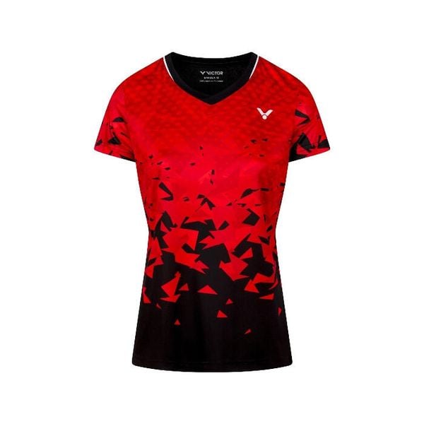 Koszulka damska VICTOR T-54101 W. Czerwone koszulki sportowe damskie Victor, l, bez wzorów, bez kołnierzyka, bez ramiączek. Za 109.99 zł.