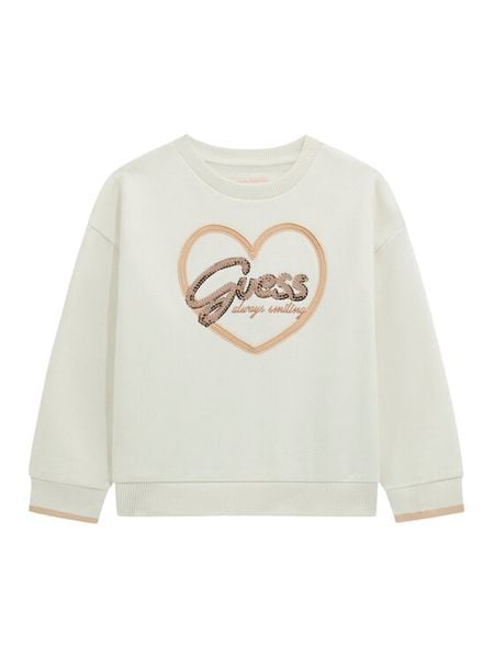 Guess Bluza K5BQ05 KAV34 Écru Relaxed Fit. Bluzy dla dziewczynek Guess, z aplikacjami, z bawełny, bez ramiączek, bez kaptura. Za 108.50 zł.