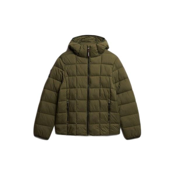Kurtka puchowa Superdry Fuji Lite. Zielone kurtki męskie Superdry., l, bez wzorów, z materiału, klasyczne, z kapturem. Za 516.35 zł.