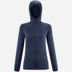 Bluza turystyczna polarowa damska Millet Lokka Hoodie Iii W. Niebieskie bluzy damskie Millet, l, bez wzorów, z polaru, bez kaptura, trekkingowe. W wyprzedaży za 364.70 zł.