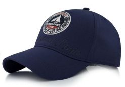 Bawełniana Bejsbolówka (Czapka z Daszkiem) - Pako Jeans - Print z Żaglówką, Granat. Niebieskie czapki i kapelusze męskie Pako Jeans, bez wzorów, z bawełny. Za 55.00 zł.