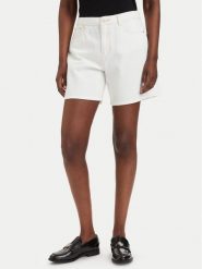 Guess Szorty jeansowe W6GD1A D0704 Biały Relaxed Fit. Białe szorty damskie Guess, z aplikacjami, z bawełny. Za 394.99 zł.