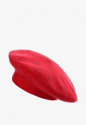 Czerwona Czapka Beret w Cyrkonie Nanto. Czerwone czapki i kapelusze damskie Born2be, bez wzorów, z bawełny. Za 49.99 zł.
