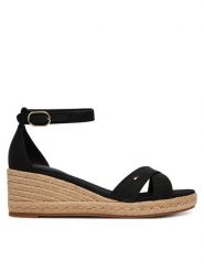 Tommy Hilfiger Espadryle Mid Wedge Espad X Cross FW0FW09332 Czarny. Czarne sandały damskie Tommy Hilfiger, bez wzorów, z materiału, bez obcasa, bez zapięcia. Za 409.99 zł.