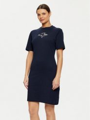 Tommy Hilfiger Sukienka codzienna Short Sleeve Short Dress WW0WW43830 Granatowy Slim Fit. Niebieskie sukienki damskie Tommy Hilfiger, na co dzień, xl, bez wzorów, z bawełny, bez kołnierzyka, bez ramiączek, proste. Za 249.99 zł.