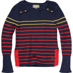 Sweter "Melsa" w kolorze granatowo-czerwono-żółtym. Swetry dla dziewczynek marki Vingino. W wyprzedaży za 85.95 zł.