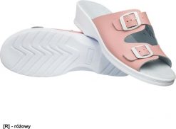 MEDIBUT BMKLA2PAS - klapki damskie na koturnie, cholewka skóra z powłoką ułatwiającą mycie i dezynfekcję - różowy 37. Czerwone klapki damskie Medibut, bez wzorów, ze skóry, bez obcasa, na koturnie. Za 107.36 zł.