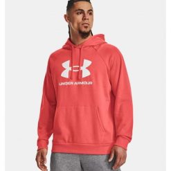 Bluza fitness męska UNDER ARMOUR Rival Fleece Logo Hoodie z kapturem. Czerwone bluzy męskie Under Armour, l, bez wzorów, z kapturem. Za 252.95 zł.