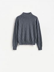 Sweter z wełny merino - ciemnoszary. Szare swetry damskie Reserved, l, bez wzorów, z wełny, bez kołnierzyka, bez ramiączek, bez kaptura. Za 259.99 zł.
