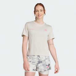 Koszulka Own The Run Melange. Szare koszulki sportowe damskie Adidas, m, bez wzorów, bez kołnierzyka. Za 199.00 zł.