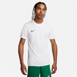 Koszulka Nike FIT PARK VII JBY BV6708 101 Biały. Białe koszulki sportowe męskie Nike, bez wzorów, bez kołnierzyka, bez ramiączek, do piłki nożnej. Za 96.70 zł.