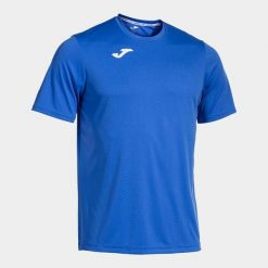 Koszulka do biegania męska Joma Combi. Niebieskie koszulki sportowe męskie Joma, m, bez wzorów, bez kołnierzyka, bez ramiączek, do biegania. Za 47.99 zł.