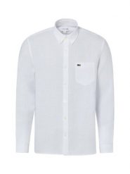 Lacoste koszula lniana Mężczyźni Regular Fit len biały, 40. Białe koszule męskie Lacoste, m, bez wzorów, ze lnu, klasyczne, bez kołnierzyka, bez ramiączek. Za 699.95 zł.