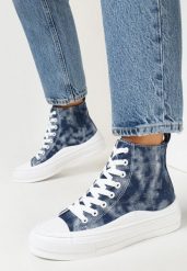 Granatowe Trampki za Kostkę Stylizowane na Jeansowe Zoriva. Niebieskie trampki i tenisówki damskie Born2be, bez wzorów, z jeansu, eleganckie, za kostkę, bez zapięcia. Za 29.99 zł.