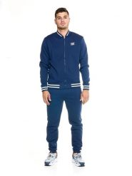Bluza z bawełna z pełny zamek błyskawiczny na co dzień. Niebieskie bluzy męskie LEONE 1947 APPAREL, xs, bez wzorów, z bawełny, bez kaptura, na fitness i siłownię. Za 252.56 zł.