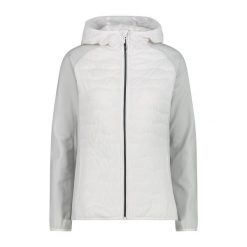Damska kurtka hybrydowa z kapturem CMP. Szare kurtki sportowe damskie CMP, bez wzorów, z kapturem, trekkingowe. Za 323.50 zł.