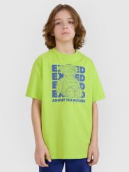 4F T-shirt oversize z nadrukiem chłopięcy - zielony 164 (13-14 lat). Zielone t-shirty dla chłopców 4f, bez wzorów, z bawełny, bez ramiączek. W wyprzedaży za 19.99 zł.