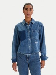 Karl Lagerfeld Jeans Koszula jeansowa B1W11021 Niebieski Regular Fit. Niebieskie bluzki damskie Karl Lagerfeld Jeans, xs, bez wzorów, z bawełny, bez kołnierzyka, bez ramiączek. Za 543.99 zł.