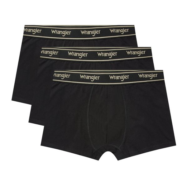 3PAK MĘSKIE BOKSERKI WRANGLER TRUNKS ODWIN BLACK U5_22207_WRA. Czarne bokserki męskie Wrangler, m, bez wzorów. Za 79.99 zł.