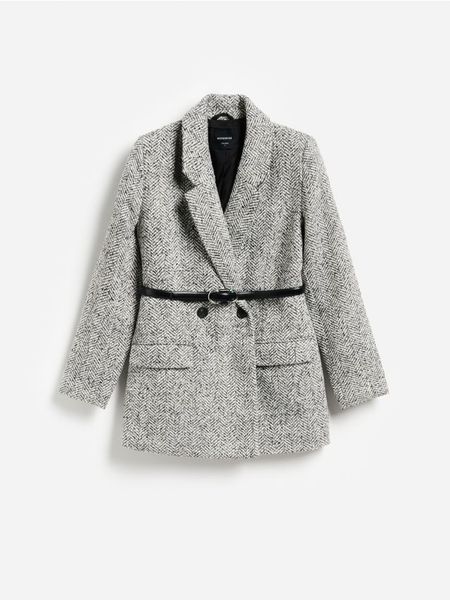Kurtka z dodatkiem wełny - ciemnoszary. Szare kurtki damskie Reserved, l, bez wzorów, z tkaniny, bez kaptura. Za 299.99 zł.