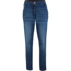 Dżinsy ze stretchem Boyfriend z paskiem w prążek bonprix niebieski "stone”. Niebieskie jeansy damskie bonprix. Za 79.99 zł.