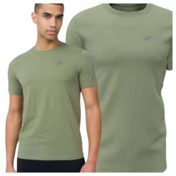 T-shirt męski bawełniany 4F 4FWSS25TTSHM3096. Niebieskie t-shirty męskie 4f, m, bez wzorów, z bawełny, klasyczne, bez kołnierzyka. Za 39.99 zł.