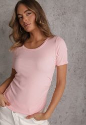 Różowy T-shirt w Prążki z Marszczeniami po Bokach Nedala. Czerwone t-shirty i topy dla dziewczynek Renee, bez wzorów, bez ramiączek. Za 44.99 zł.