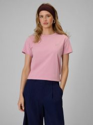 4F T-shirt regular gładki damski - różowy M. Czerwone t-shirty damskie 4f, m, bez wzorów, z bawełny, klasyczne, bez kołnierzyka. Za 49.99 zł.