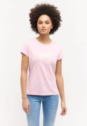 DAMSKA KOSZULKA MUSTANG LOGO T-shirty Loa Cameo Pink 1015161 8064. Różowe t-shirty damskie Mustang, s, bez wzorów, z bawełny, klasyczne, bez kołnierzyka. Za 69.99 zł.