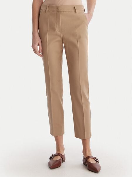 Weekend Max Mara Spodnie materiałowe Vite 2615131031 Beżowy Slim Fit. Brązowe spodnie materiałowe damskie Weekend Max Mara, bez wzorów, z bawełny. Za 739.99 zł.
