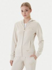 EA7 Emporio Armani Bluza 7W001044 AF12482 U1088 Beżowy Regular Fit. Brązowe bluzy damskie EA7 Emporio Armani, xs, bez wzorów, z wiskozy, bez kaptura. Za 589.99 zł.