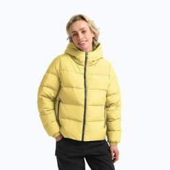 Kurtka puchowa damska Jack Wolfskin Frozen Palace. Żółte kurtki damskie Jack Wolfskin, bez wzorów, z puchu, bez kaptura, trekkingowe. Za 849.99 zł.