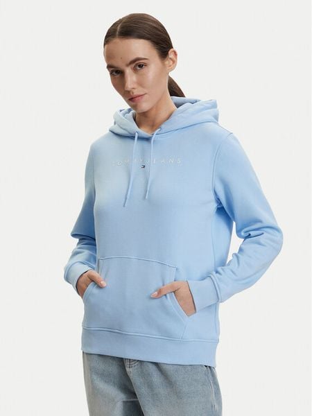 Tommy Jeans Bluza DW0DW17324 Niebieski Regular Fit. Niebieskie bluzy damskie Tommy Jeans, s, bez wzorów, z bawełny, bez kaptura. Za 254.99 zł.