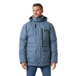 Kurtka puchowa Helly Hansen Tromsoe. Niebieskie kurtki męskie Helly Hansen, na zimę, m, bez wzorów, z puchu, sportowe, bez kaptura. W wyprzedaży za 1,245.00 zł.