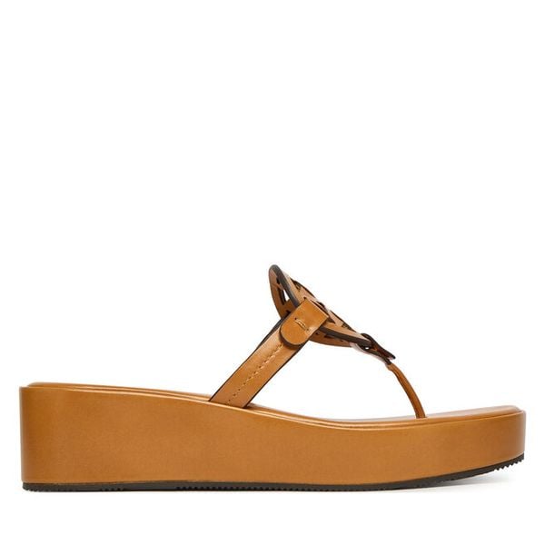 Japonki Tory Burch. Brązowe klapki damskie Tory Burch, bez wzorów, bez obcasa. Za 992.99 zł.