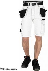 JEANS415-TS - Elastyczne spodnie ochronne do pasa z krótkimi nogawkami, męskie - biało-czarny S. Białe spodnie materiałowe męskie Reis, m, bez wzorów, z jeansu. Za 142.85 zł.