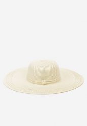Jasnobeżowy Kapelusz Plażowy z Plecionki w stylu Boho Amicuralia. Brązowe czapki i kapelusze damskie Renee, na lato, bez wzorów, z materiału, boho. Za 39.99 zł.