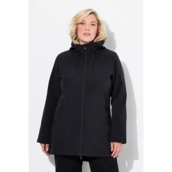 Damskie Długa kurtka softshell HYPRAR hydrofobowa trapezowy krój. Czarne kurtki sportowe damskie Ulla Popken, plus size, bez wzorów, z elastanu, bez kaptura, trekkingowe. Za 480.99 zł.